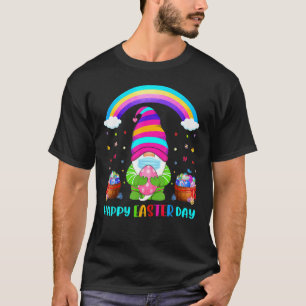 Gnome Mask Glad påsk Day Rainbow Colorful Egg B T Shirt