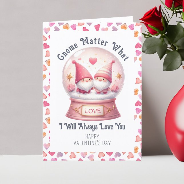 Gnome Matter, vilken ynklig Cute Valentindag Helgkort (Funny Valentine Card .. Gnome Matter What I will always love you - Order Printed or Instand Download)