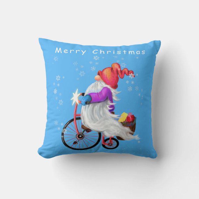 Gnome med Bike-julklapp Kudde (Framsida)