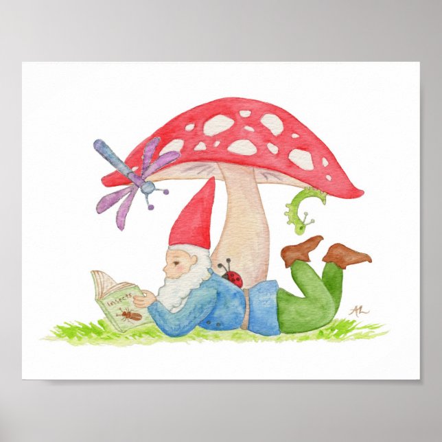 Gnome med Insekt Bok-teckning Poster (Framsidan)
