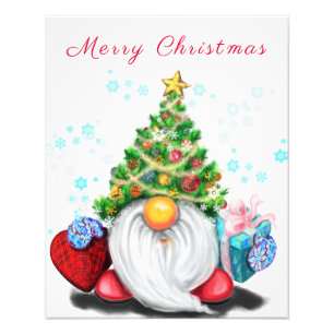 Gnome med Julgran Hat och Gift Fototryck