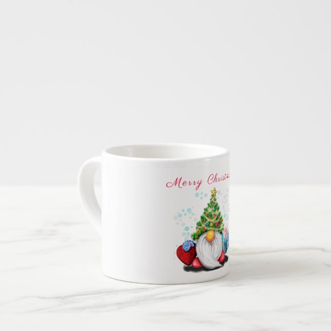 Gnome med Julgran Hat och Gift Mugg Espressomugg (Framsida vänster)