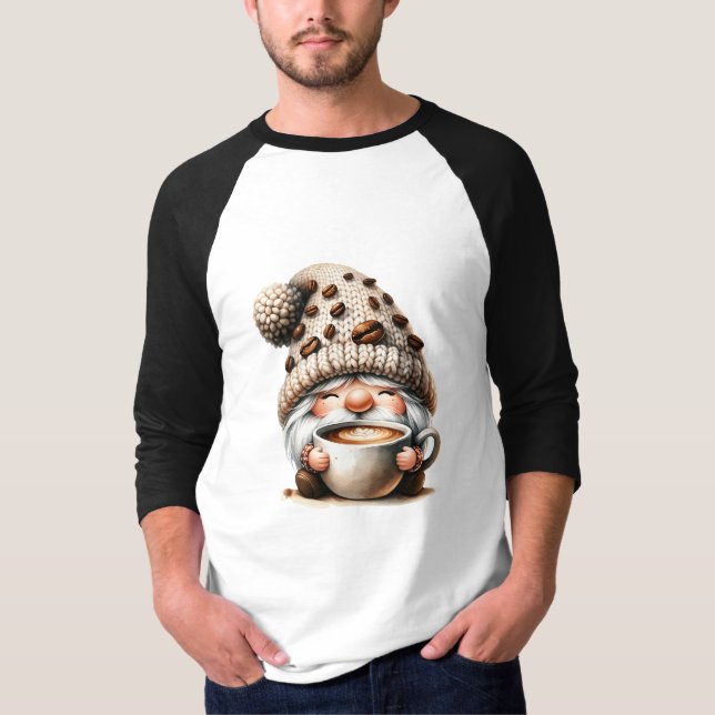 Gnome med kaffebönor - Pure Caffeine Joy T Shirt (Framsida)