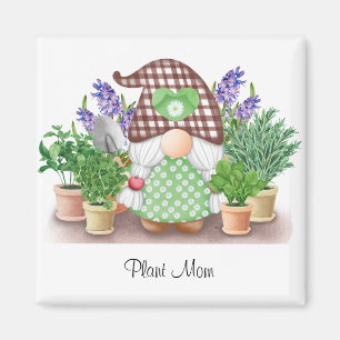 Gnome med lila lilacs växt mamma magnet