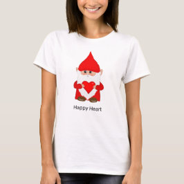 Gnome med Lycklig Heart T Shirt