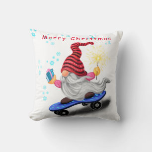 Gnome med Skateboard-julklapp Kudde