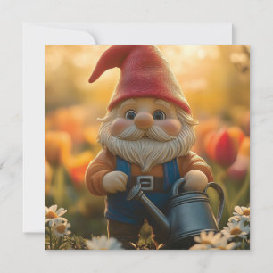 Gnome med Watering Can Julkort