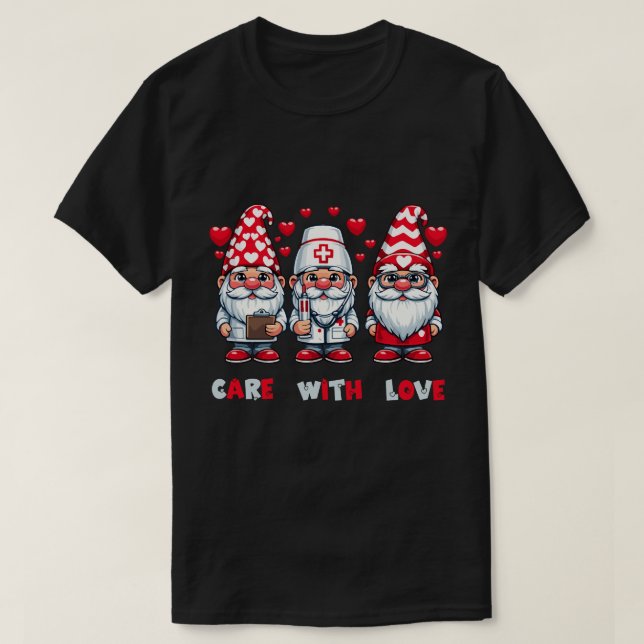 Gnome Medical Trio: Care with Love T Shirt (Design framsida)