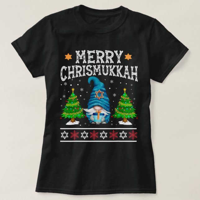 Gnome Merry Chrismukkah Lycklig Hanukkah jul G T Shirt (Design framsida)