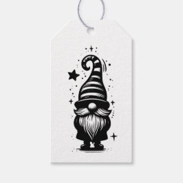 Gnome Merry Christmas Chic Grunge Black & White Presentetikett