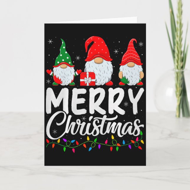 Gnome Merry Christmas Pajamas Matching Family Grou Kort (Framsida)