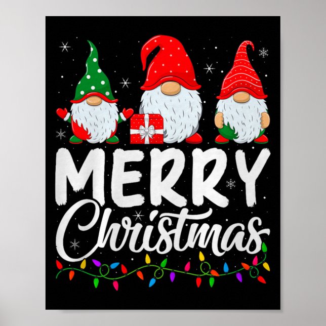 Gnome Merry Christmas Pajamas Matching Family Grou Poster (Framsidan)