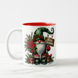 Gnome Merry Christmas Två-Tonad Mugg