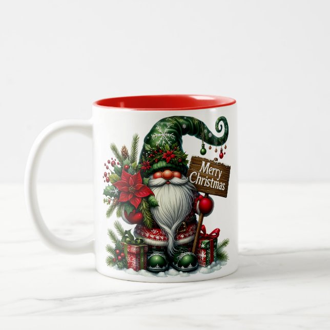 Gnome Merry Christmas Två-Tonad Mugg (Vänster)