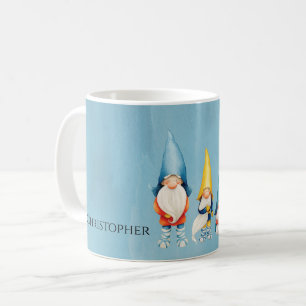 Gnome Monogram Whimsique Watercolor Blue Kaffemugg