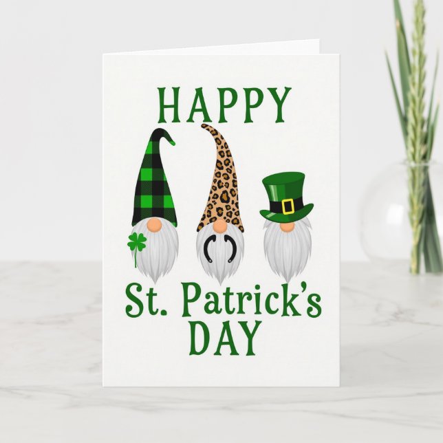 Gnome-mönster Glad St Patricks-kort Kort (Framsida)