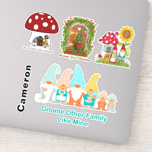 Gnome Mushroom Home Family Collection Lägg till Na Klistermärken
