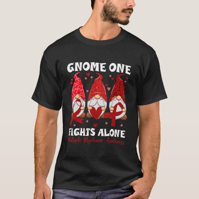 Gnome No One Fight Multiple Myeloma Awareness Alon T Shirt (Framsida)