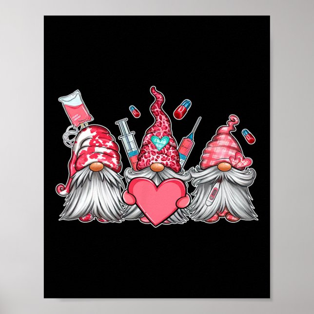 Gnome Nurse SCrub Valentine Rn Icu Er Valentiness  Poster (Framsidan)
