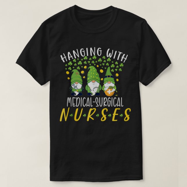 Gnome Nurses Saint Pattys Med Surg Nurse St Patric T Shirt (Design framsida)