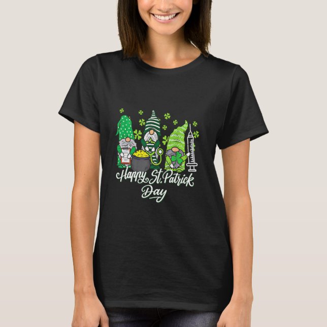 Gnome Nurses Saint Pattys SCrub Nurse St Patricks T Shirt (Framsida)