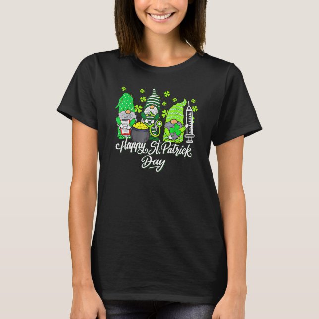Gnome Nurses Saint Pattys SCrub Nurse St Patricks T Shirt (Framsida)