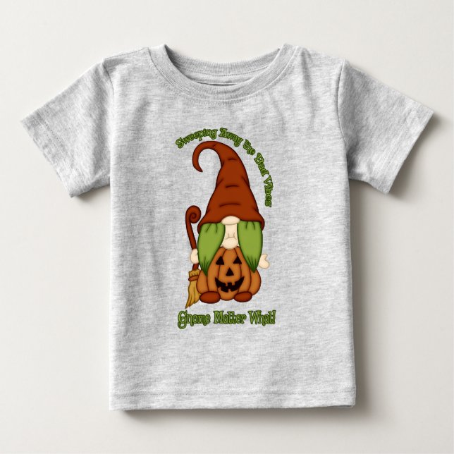 Gnome-O-Ween Pumpa-Häxa Pun T-Shirts (Framsida)