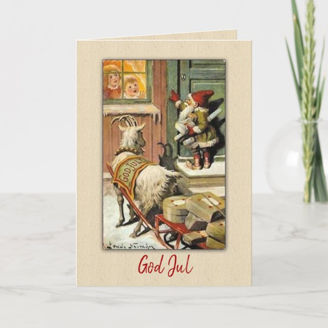 GNOME och GOAT Sverige Tomte Nisse Helgkort (Framsida)