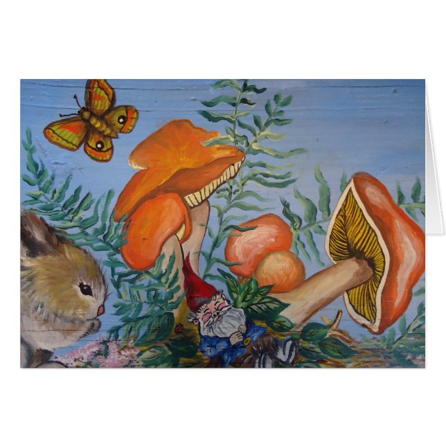 Gnome och Mushrrooms Hälsningskort (Framsidan Horizontal)
