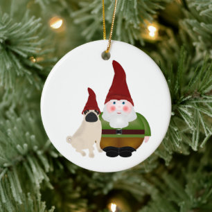 Gnome och Pug Gnome Ornament