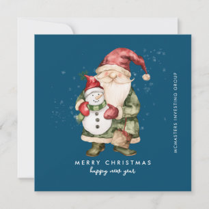 Gnome och Snögubbe God jul Business Flat H Julkort