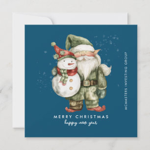 Gnome och Snögubbe God jul Business Flat Julkort