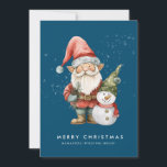 Gnome och Snögubbe God jul Corporate Flat Julkort<br><div class="desc">En gnom klädd i rött står bredvid en snögubbe i en grönt som håller på att strö och röda halsdukar. De är omgivna av en damm av vit snö som poppar på den mörk blått bakgrunden. Den minimalistiska estetiken skapas med ett enkelt God jul som företaget namn nedan har. Ett...</div>