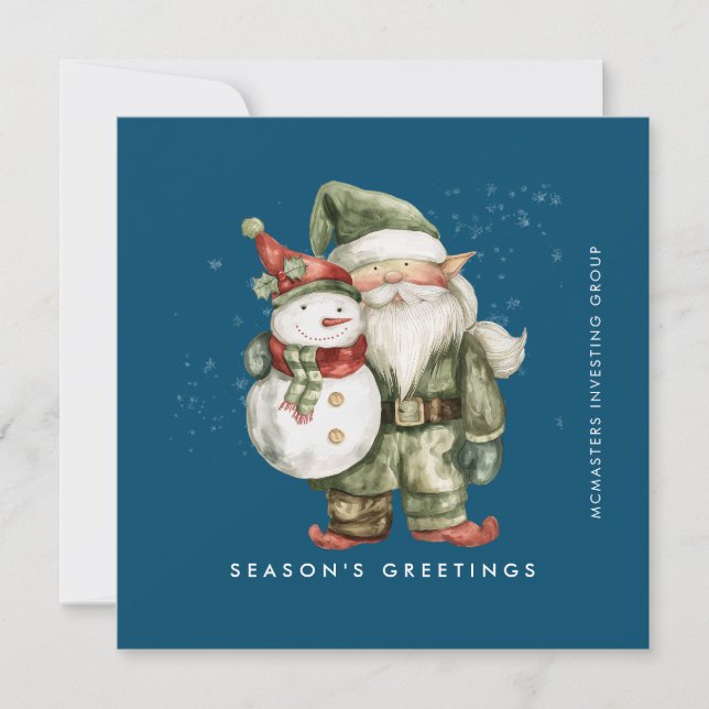 Gnome och Snögubbe Season - Greetings Business Fla Julkort (Framsida)