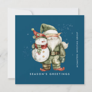 Gnome och Snögubbe Season - Greetings Business Fla Julkort