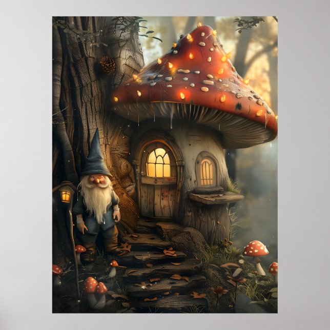 Gnome- och svamphusdesign poster (Framsidan)