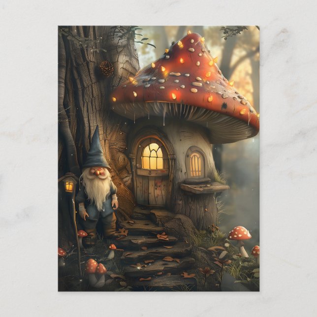 Gnome- och svamphusdesign vykort (Framsida)