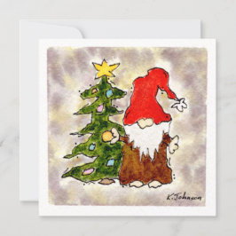 Gnome och Träd julkort