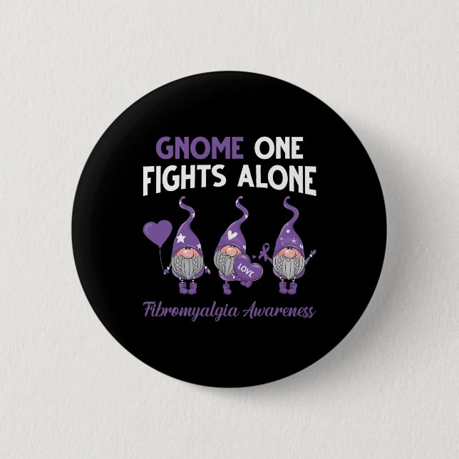 Gnome One Fibromyalgia Awareness Mont Ensam Fibrom Knapp (Framsida)