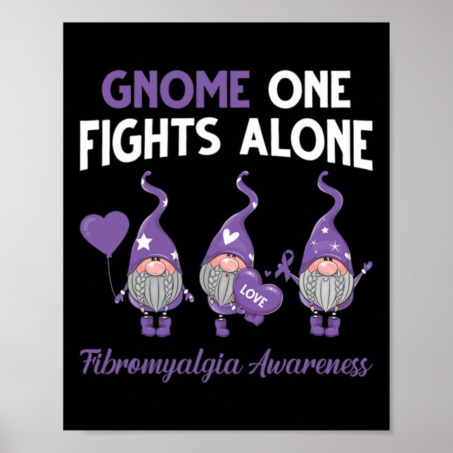 Gnome One Fibromyalgia Awareness Mont Ensam Fibrom Poster (Framsidan)
