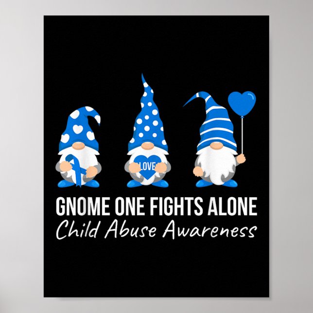 Gnome One Fight Ensam Child Abuse Awareness Blue Poster (Framsidan)