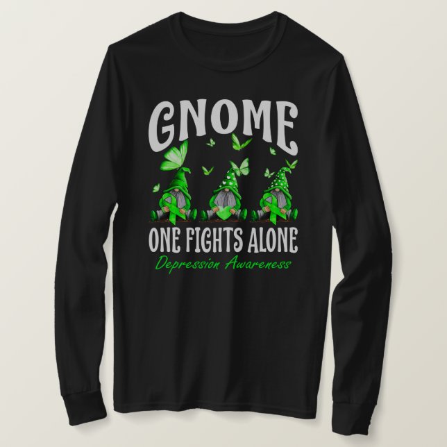 Gnome One Fight Ensam Depression Awareness T Shirt (Design framsida)