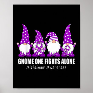 Gnome One Fight Ensam Heimer Awareness Lila Rib Poster