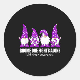 Gnome One Fight Ensam Heimer Awareness Lila Rib Runt Klistermärke