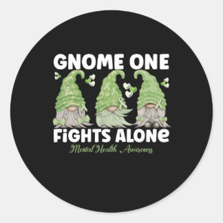 Gnome One Fight Ensam Mental Health Runt Klistermärke