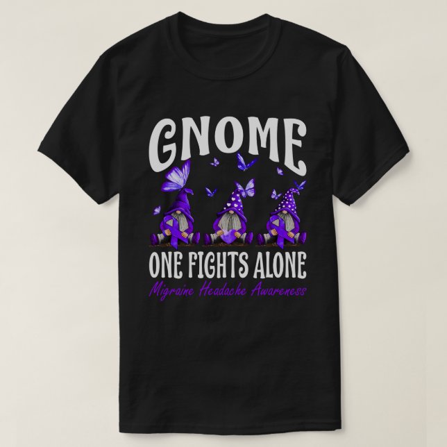 Gnome One Fight Ensam Migraine Headache Awareness T Shirt (Design framsida)