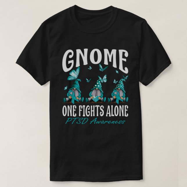 Gnome One Fight Ensam PTSD Awareness T Shirt (Design framsida)