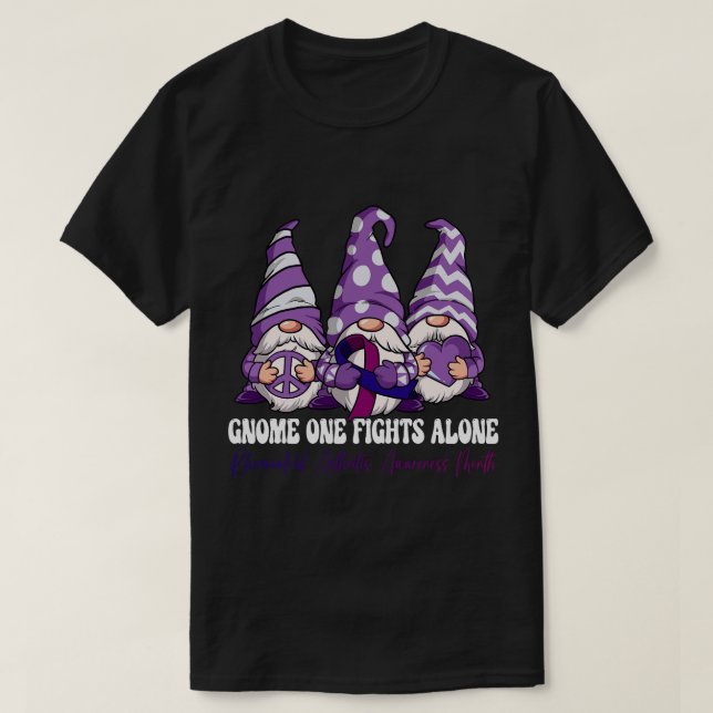 Gnome One Fight Ensam Rreumatoid Arthritis Awaren T Shirt (Design framsida)