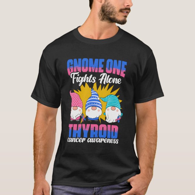 Gnome One Fight Ensam Thyroid Survivor Thyroid Ca T Shirt (Framsida)