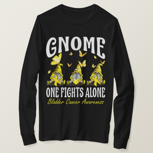 Gnome One Fights Alone Bladder Cancer Awareness T Shirt (Design framsida)